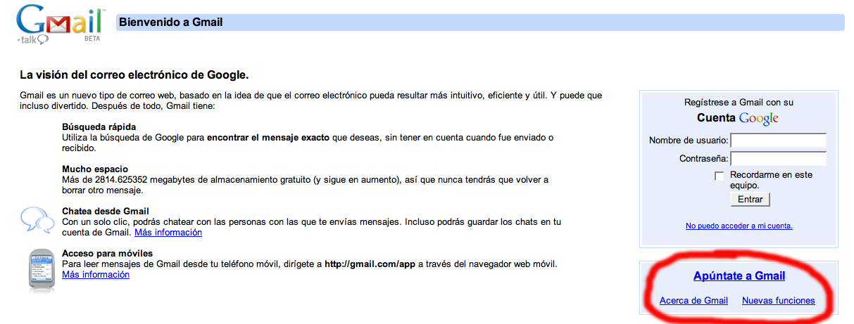 Pantallazo Gmail